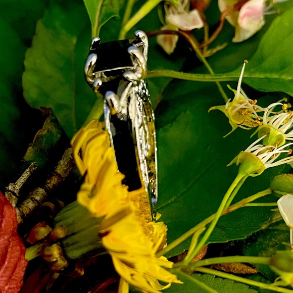 Asscher Charcoal Gem set in silver - Picture 5 of 12